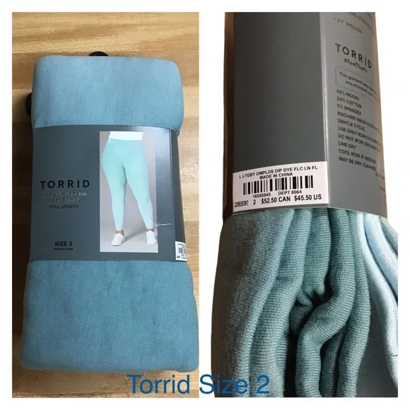 Torrid Platinum Fleece Lined Blue Dip Dye Leggings NWT - Picture 2 of 13